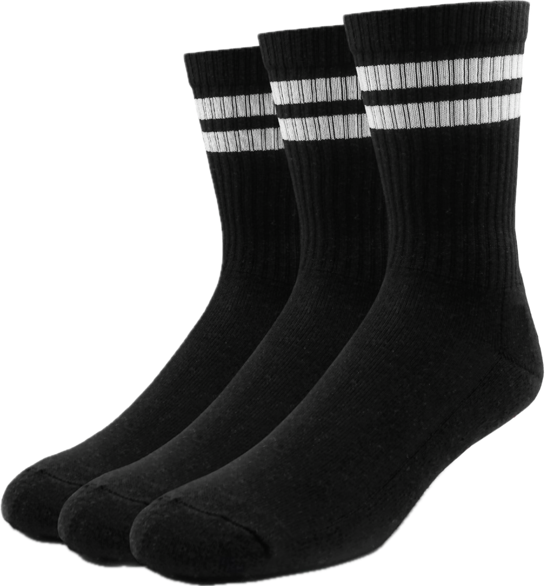 So 76 Basic schwarz 3er Pack Skater-Socken mit weißen Streifen 