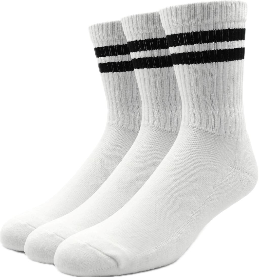 So 76 Basic weiß 3er Pack Skater-Socken mit schwarzen Streifen 